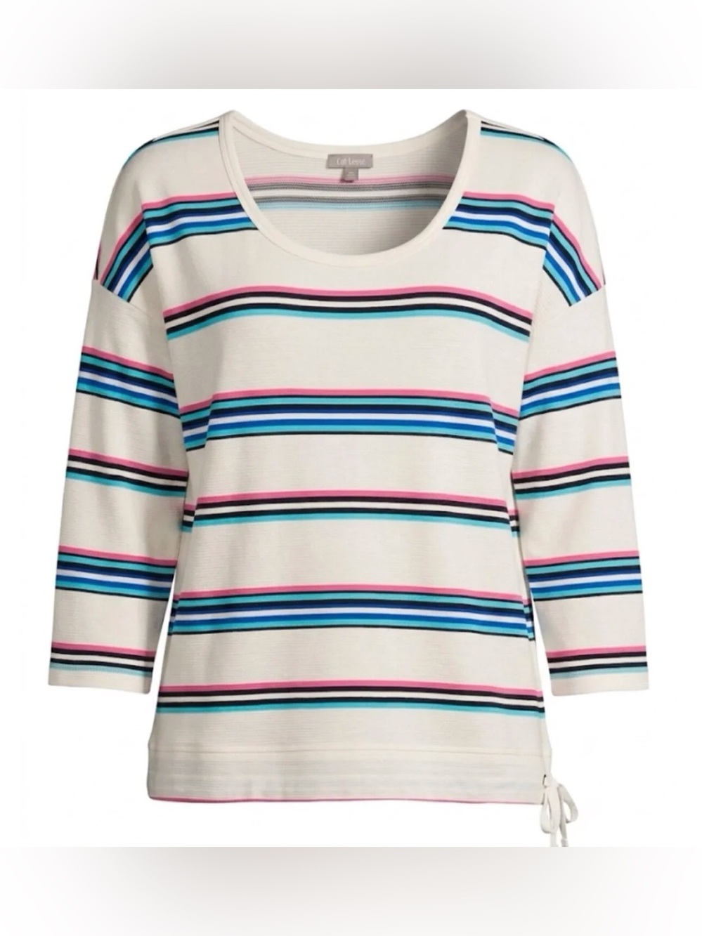T by Talbots NWT Striped Scoop Neck Top Size L